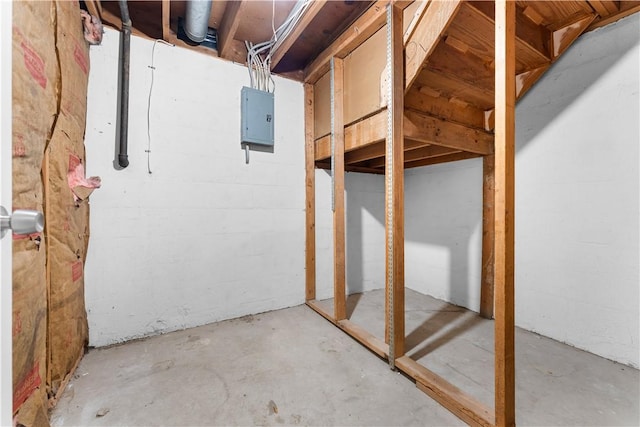 basement with electric panel