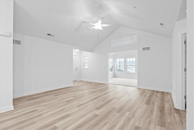 1261 Sandy Ridge Dr, Buffalo Twp, PA 16055 - empty room featuring lofted ceiling, ceiling fan, and light hardwood / wood-style flooring