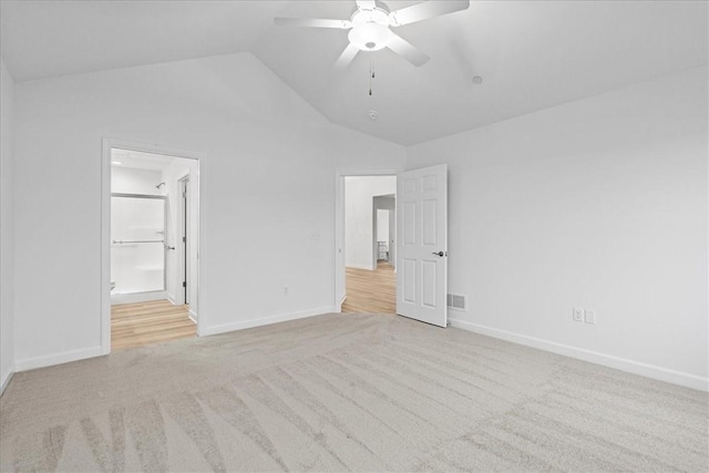 1261 Sandy Ridge Dr, Buffalo Twp, PA 16055 - unfurnished bedroom featuring vaulted ceiling, a spacious closet, light carpet, and ceiling fan