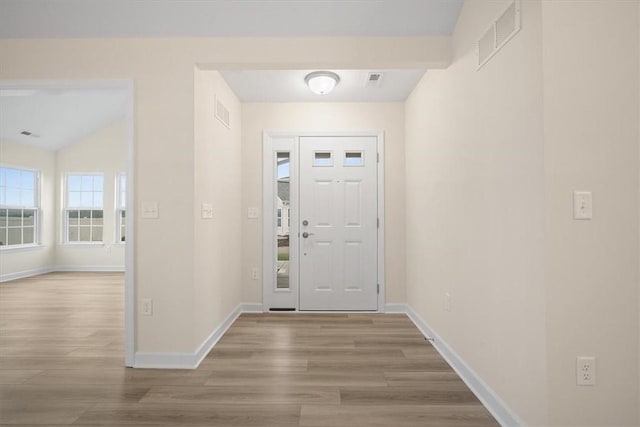 entrance foyer with light hardwood / wood-style flooring