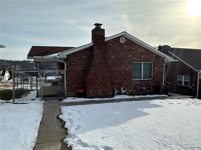 view of snow covered exterior