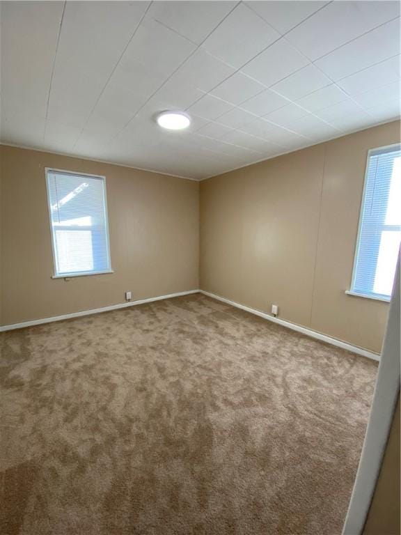 unfurnished room with carpet floors and a wealth of natural light