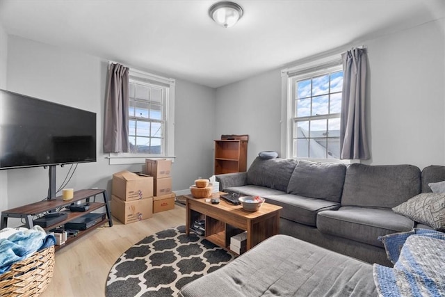 living room featuring light hardwood / wood-style flooring