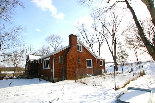 view of snow covered exterior