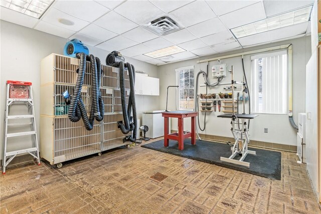 316 Noll Rd, Hanover Twp Bea, PA 15043 - exercise area with a drop ceiling and visible vents