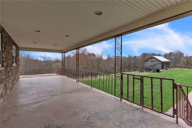 316 Noll Rd, Hanover Twp Bea, PA 15043 - view of patio with a barn and an outbuilding