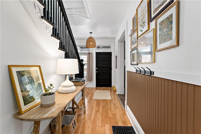 entrance foyer featuring light hardwood / wood-style floors