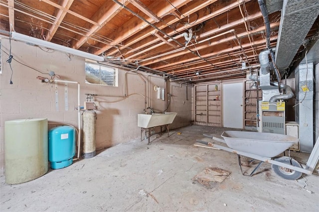 basement with sink