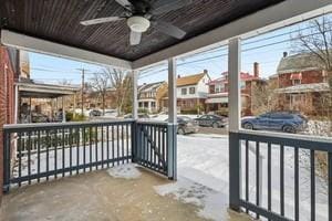 view of patio with ceiling fan and covered porch