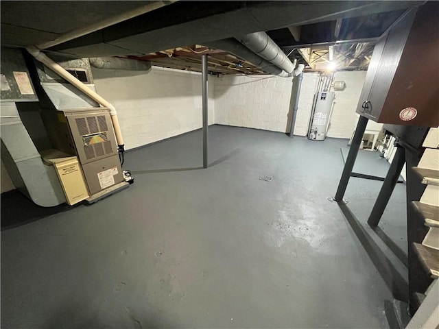 basement with water heater