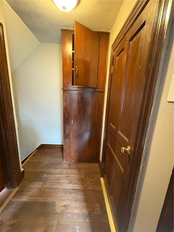 hall featuring dark hardwood / wood-style floors