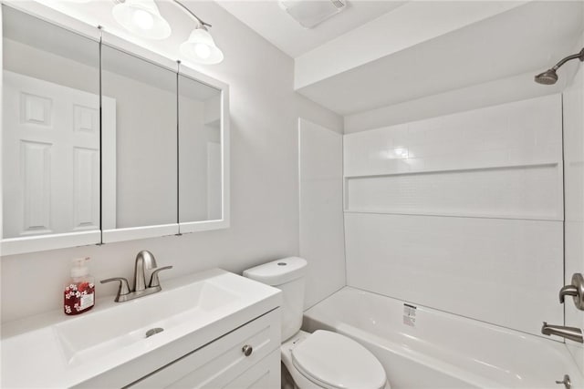 full bathroom featuring vanity, toilet, and shower / bath combination