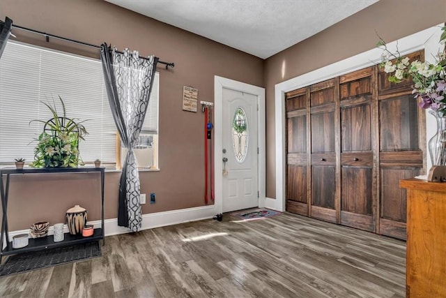 entryway with hardwood / wood-style flooring