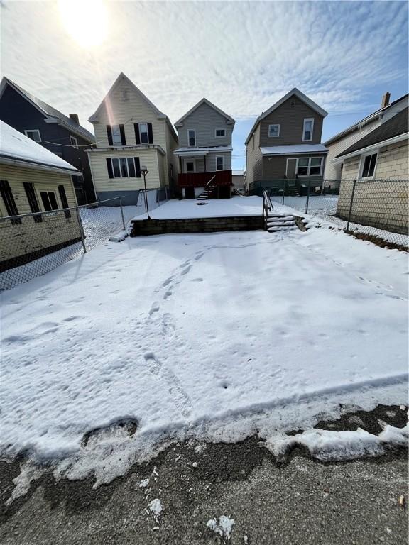 view of yard covered in snow