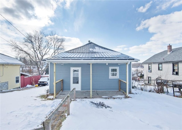 view of snow covered property