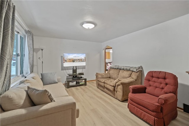 living room featuring light hardwood / wood-style flooring