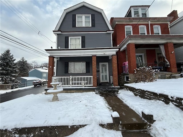 view of front facade featuring covered porch