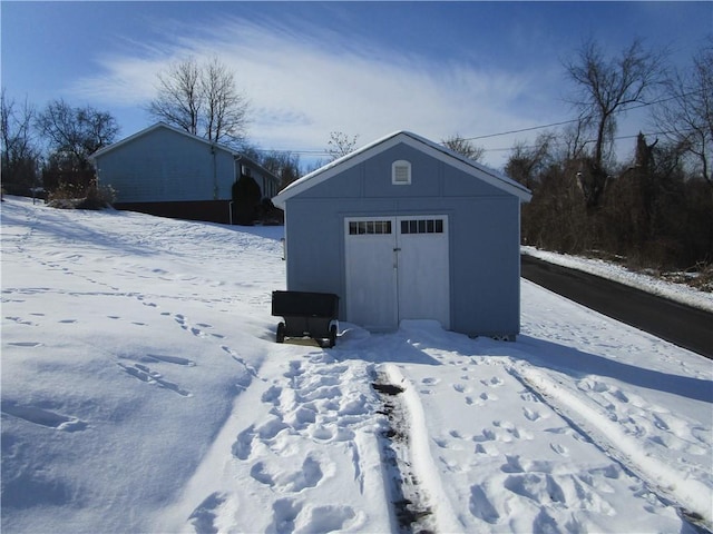 view of snow covered structure