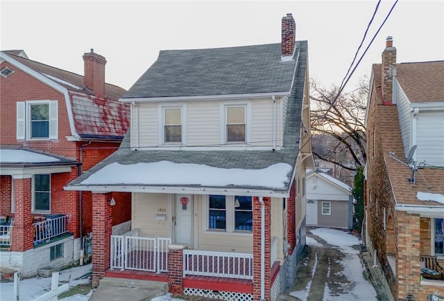 view of front of property featuring covered porch