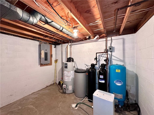 utilities with gas water heater and electric panel