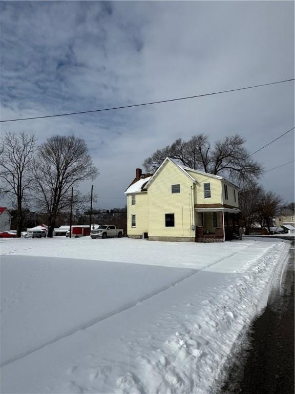 view of snowy exterior