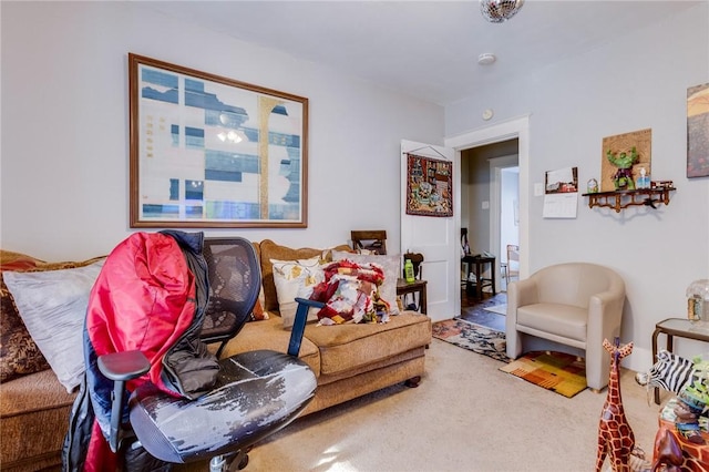 living room featuring carpet flooring