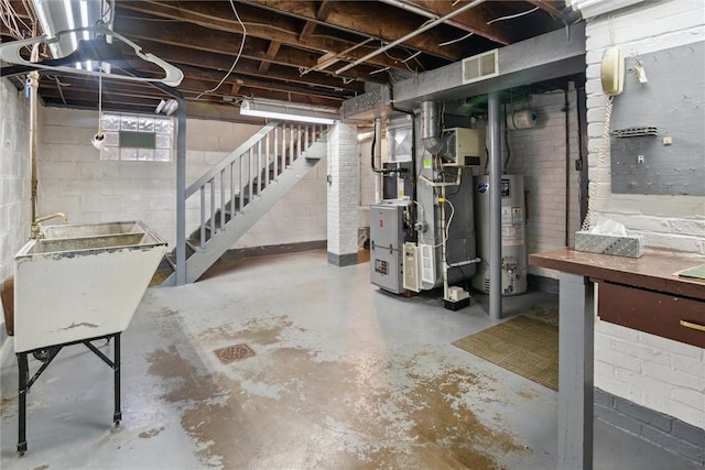 basement with water heater