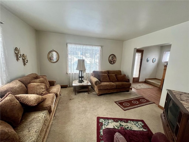 living room featuring carpet flooring