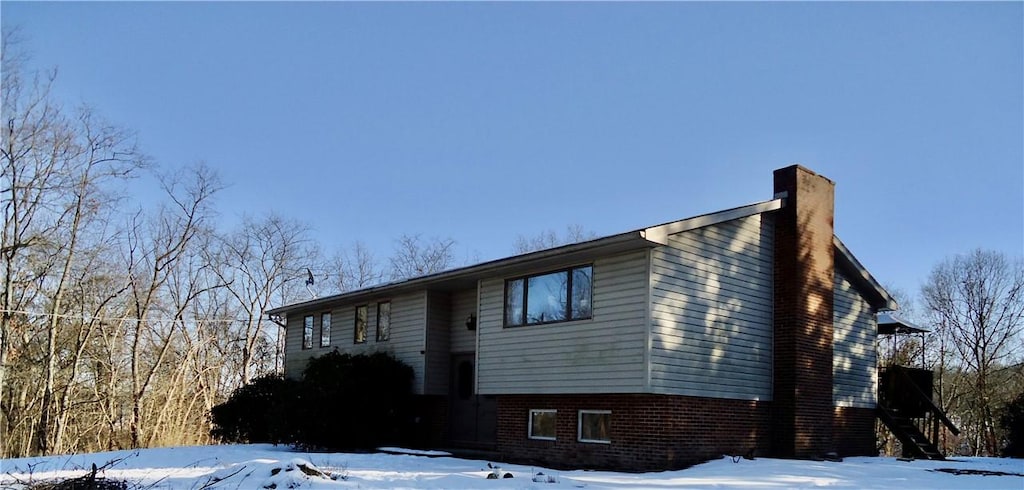 view of snow covered exterior