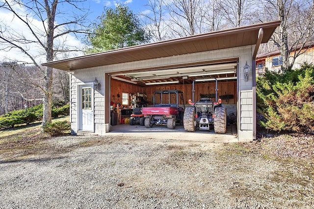 exterior space featuring a garage