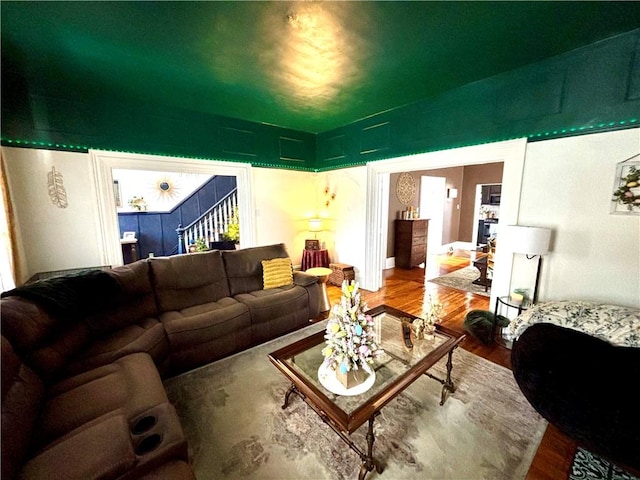 living room featuring hardwood / wood-style flooring