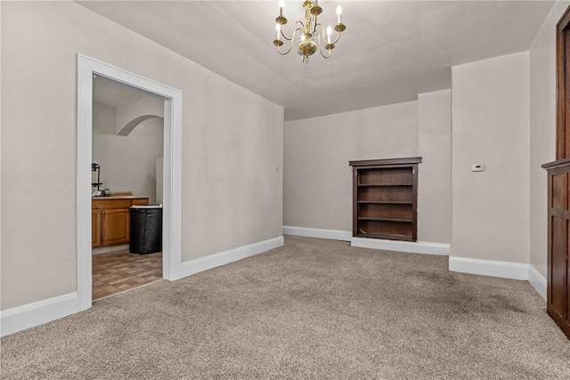 interior space with a notable chandelier