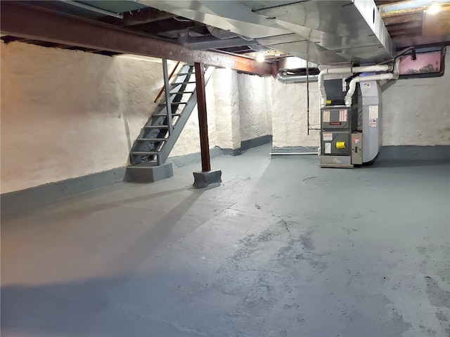 basement with heating unit