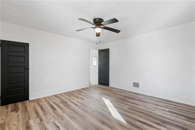 spare room featuring ceiling fan and light hardwood / wood-style floors