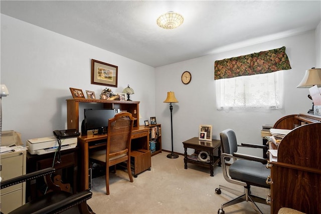 view of carpeted office space