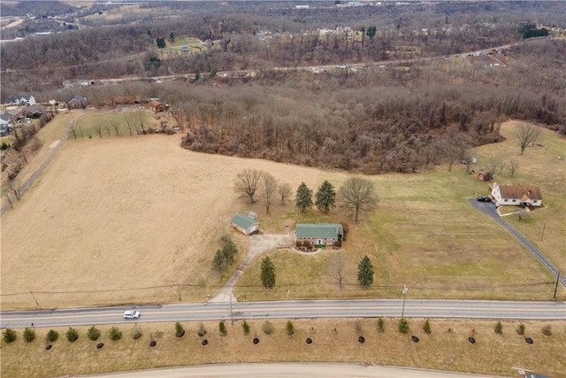 aerial view featuring a rural view