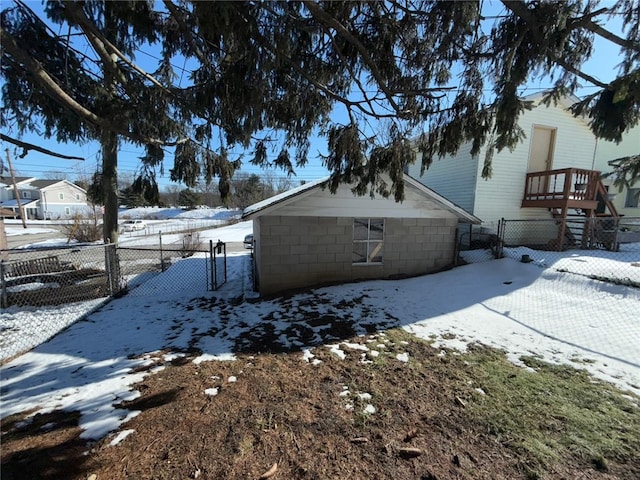 view of snow covered property