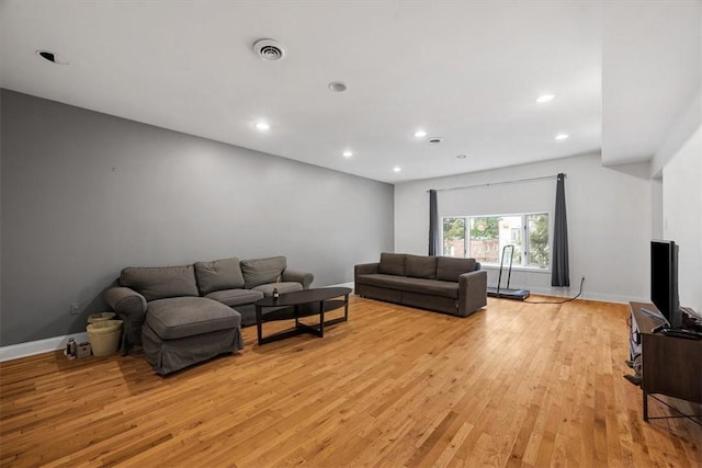 living room featuring light hardwood / wood-style flooring