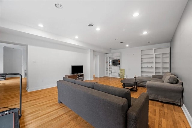 living room featuring light hardwood / wood-style floors