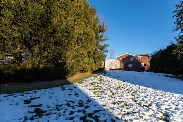 view of yard covered in snow