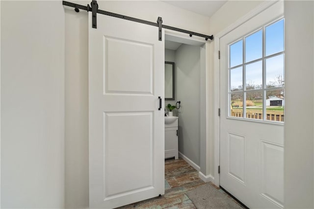 doorway with a barn door