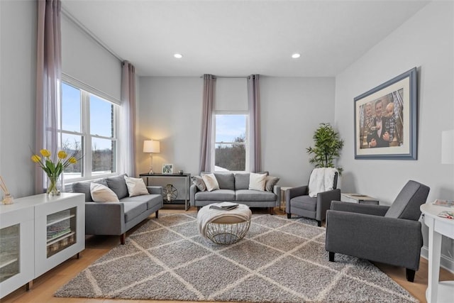 80 Charleston Sq, Bell Acres, PA 15143 - living area featuring plenty of natural light, light wood-style flooring, and recessed lighting