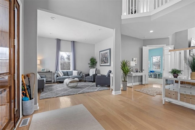 80 Charleston Sq, Bell Acres, PA 15143 - entryway with wood finished floors, healthy amount of natural light, baseboards, recessed lighting, and a towering ceiling