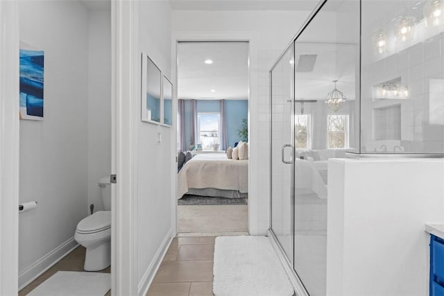 80 Charleston Sq, Bell Acres, PA 15143 - ensuite bathroom with toilet, a shower stall, vanity, tile patterned flooring, and baseboards