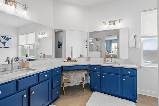 80 Charleston Sq, Bell Acres, PA 15143 - bathroom with plenty of natural light, double vanity, and a shower stall