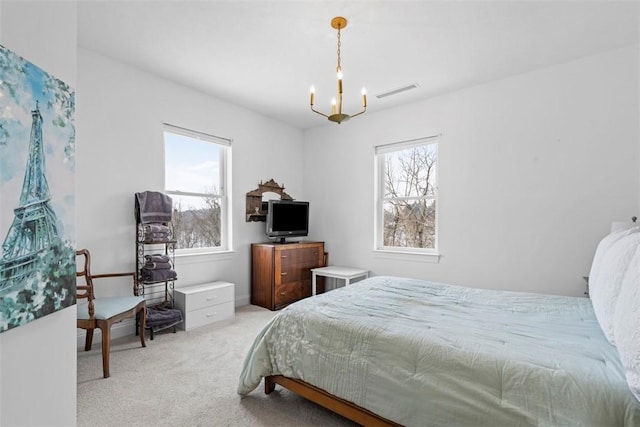80 Charleston Sq, Bell Acres, PA 15143 - bedroom with multiple windows, carpet, and a chandelier