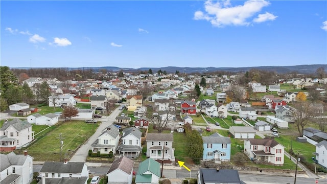 aerial view with a mountain view