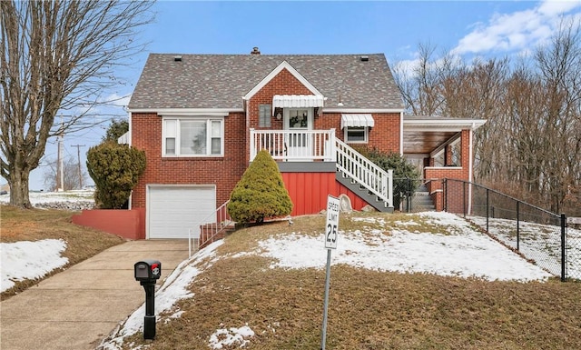 view of front of property with a garage