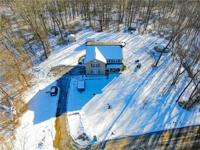 view of snowy aerial view