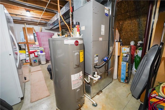 utility room with water heater